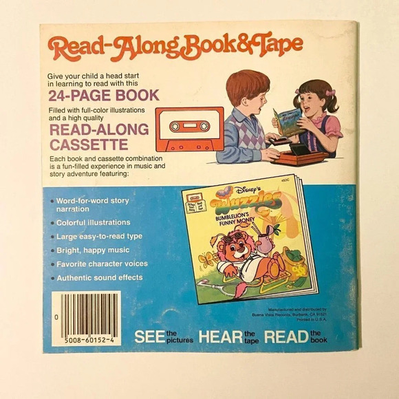 Vintage 1985 Disneys Wuzzles Bumblelions Funny Money Read  Along Book Only - Picture 14 of 15